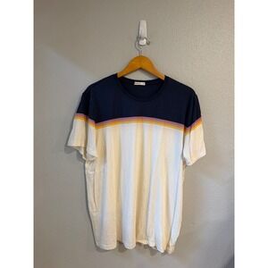 Marine Layer T-Shirt Mens XL Navy White Sunset Stripe Tencel Modal Short Sleeve